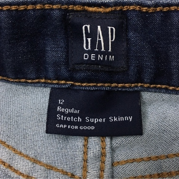 GAP Jeans Stretch Super Skinny Slim Denim Dark Wash Girls Size 12 Regular - Picture 6 of 12
